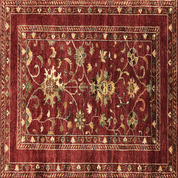 Square Machine Washable Oriental Brown Industrial Rug, wshurb2406brn