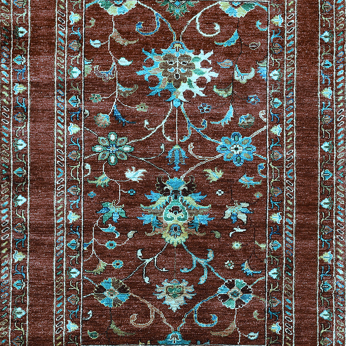 Machine Washable Oriental Light Blue Industrial Rug, wshurb2406lblu