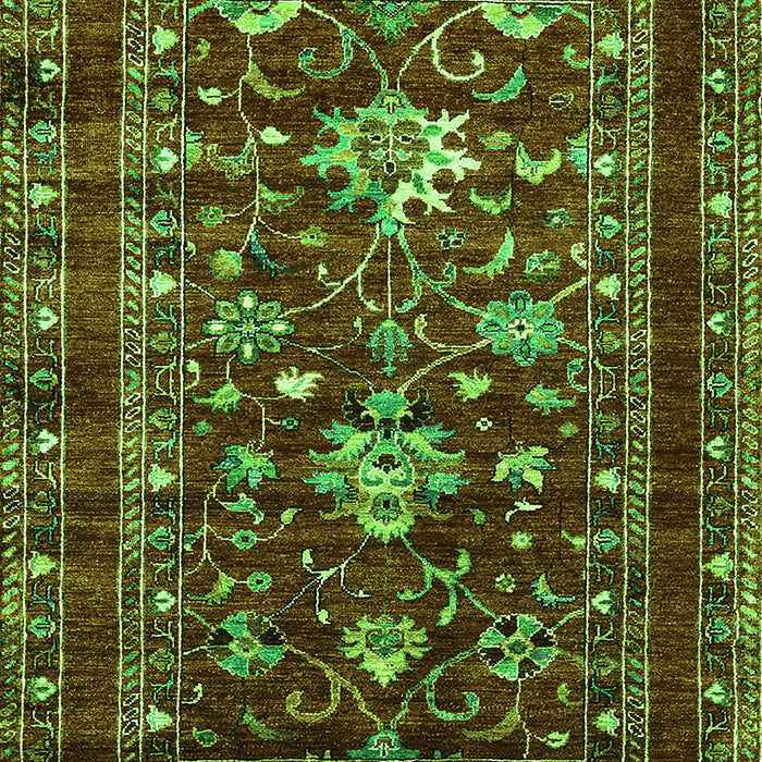 Machine Washable Oriental Green Industrial Area Rugs, wshurb2406grn