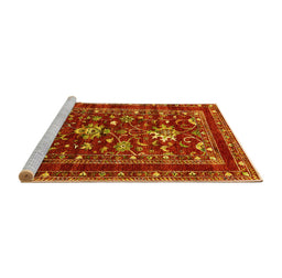 Sideview of Machine Washable Oriental Yellow Industrial Rug, wshurb2406yw