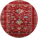 Round Machine Washable Industrial Modern Copper Red Pink Rug, wshurb2406