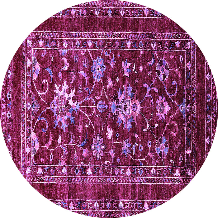 Round Machine Washable Oriental Purple Industrial Area Rugs, wshurb2406pur