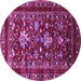 Round Machine Washable Oriental Purple Industrial Area Rugs, wshurb2406pur