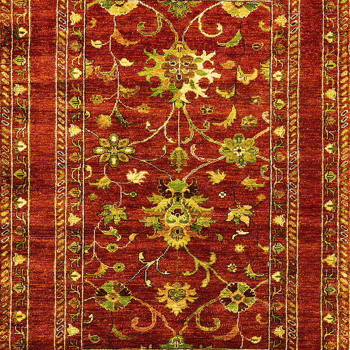 Machine Washable Oriental Yellow Industrial Rug, wshurb2406yw