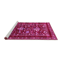 Sideview of Machine Washable Oriental Pink Industrial Rug, wshurb2406pnk