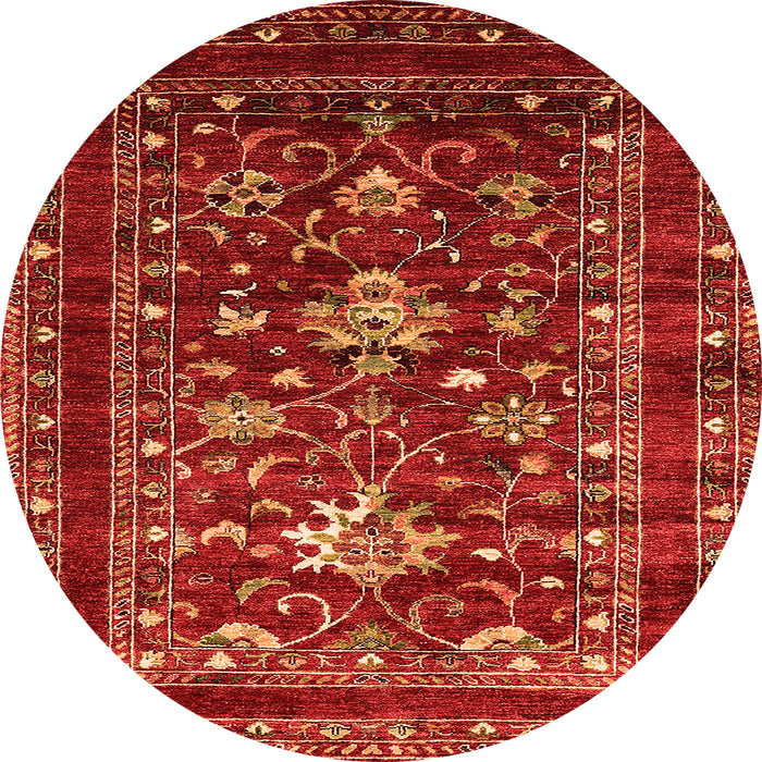 Round Machine Washable Oriental Orange Industrial Area Rugs, wshurb2406org