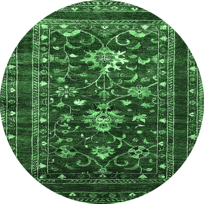 Round Oriental Emerald Green Industrial Rug, urb2406emgrn