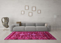 Machine Washable Oriental Pink Industrial Rug, wshurb2406pnk