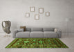 Machine Washable Oriental Green Industrial Area Rugs in a Living Room,, wshurb2406grn