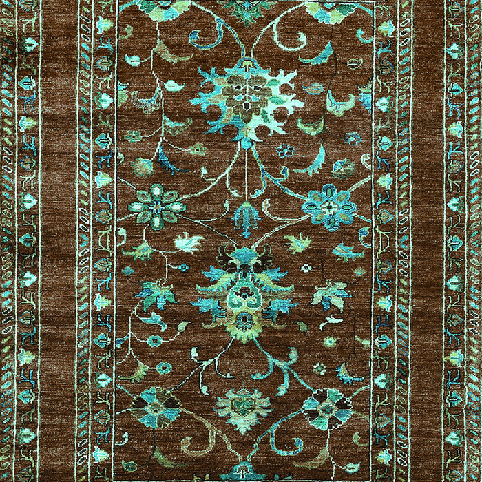 Machine Washable Oriental Turquoise Industrial Area Rugs, wshurb2406turq