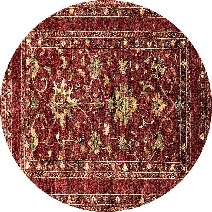 Round Machine Washable Oriental Brown Industrial Rug, wshurb2406brn