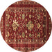 Round Machine Washable Oriental Brown Industrial Rug, wshurb2406brn