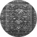 Round Oriental Gray Industrial Rug, urb2406gry