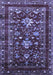 Machine Washable Oriental Blue Industrial Rug, wshurb2406blu