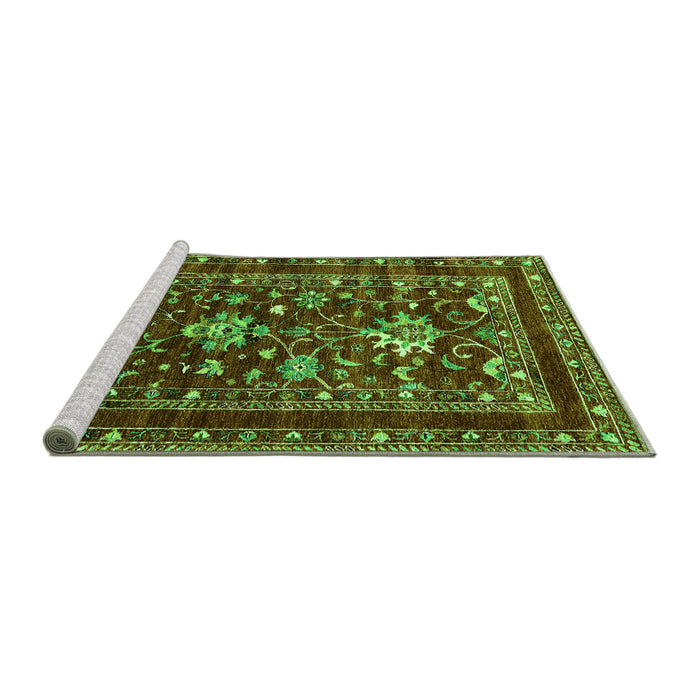 Sideview of Machine Washable Oriental Green Industrial Area Rugs, wshurb2406grn