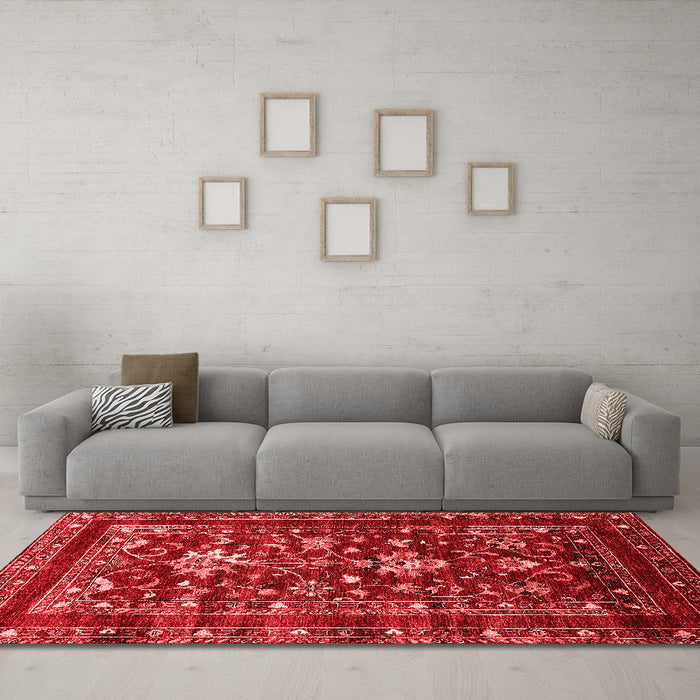 Industrial Red Washable Rugs