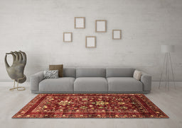 Machine Washable Oriental Brown Industrial Rug in a Living Room,, wshurb2406brn