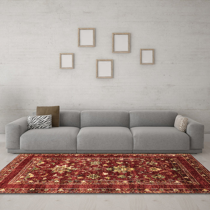 Machine Washable Oriental Brown Industrial Rug in a Living Room,, wshurb2406brn