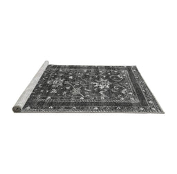 Sideview of Machine Washable Oriental Gray Industrial Rug, wshurb2406gry
