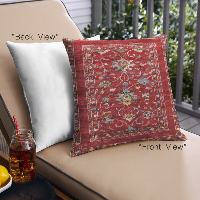 Front View of Mid-Century Modern Urban Square Copper Red Pink Throw Pillow, 18 inch by 18 inch, pwurb2406