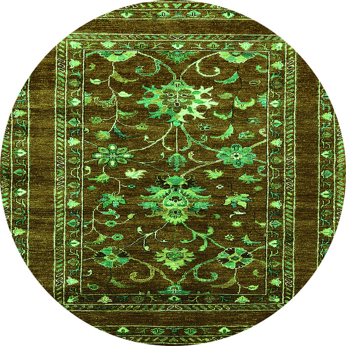 Round Oriental Green Industrial Rug, urb2406grn