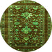 Round Oriental Green Industrial Rug, urb2406grn