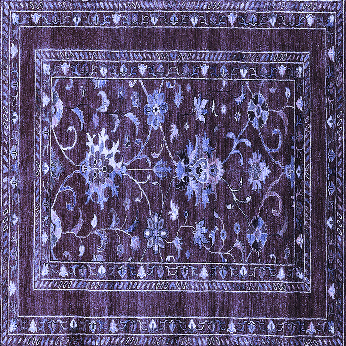 Square Machine Washable Oriental Blue Industrial Rug, wshurb2406blu