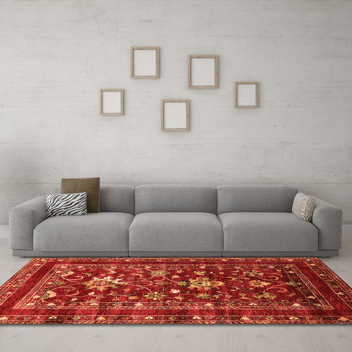 Machine Washable Oriental Orange Industrial Area Rugs in a Living Room, wshurb2406org