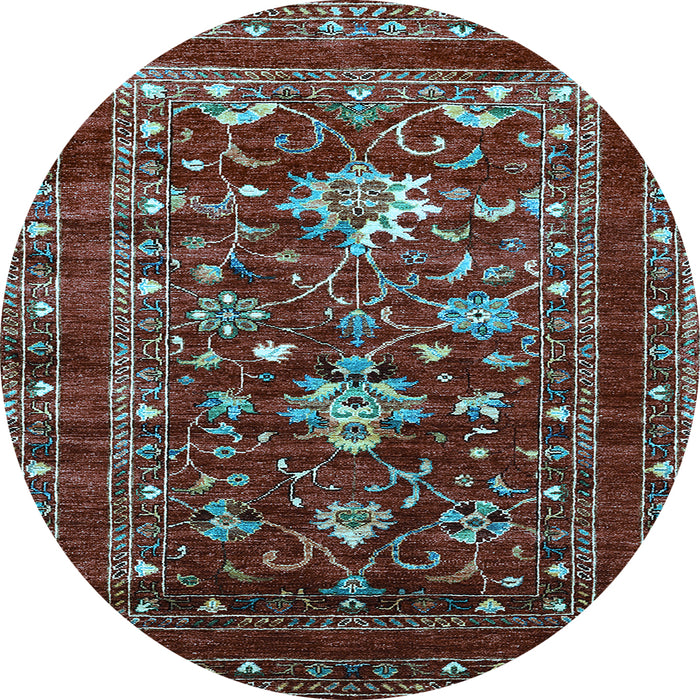 Round Oriental Light Blue Industrial Rug, urb2406lblu