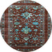 Round Oriental Light Blue Industrial Rug, urb2406lblu