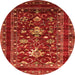 Round Oriental Orange Industrial Rug, urb2406org