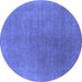 Round Oriental Blue Industrial Rug, urb2407blu