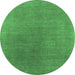 Round Oriental Emerald Green Industrial Rug, urb2407emgrn