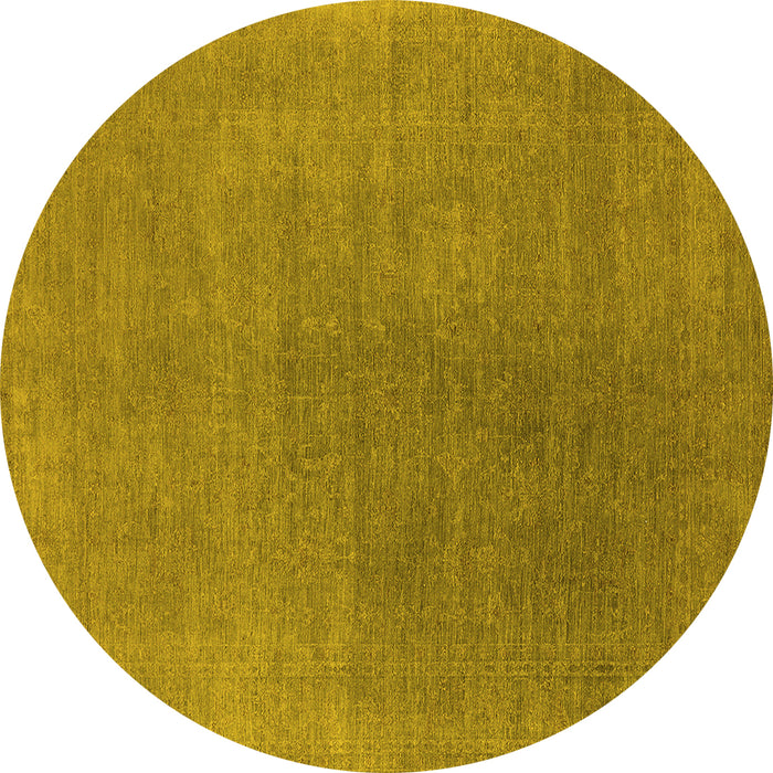 Round Machine Washable Oriental Yellow Industrial Rug, wshurb2407yw