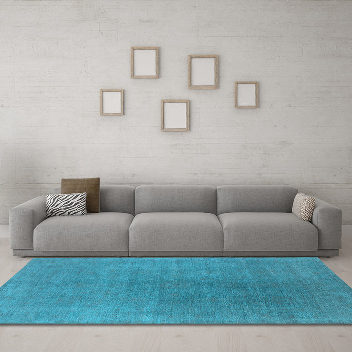 Machine Washable Oriental Light Blue Industrial Rug in a Living Room, wshurb2407lblu