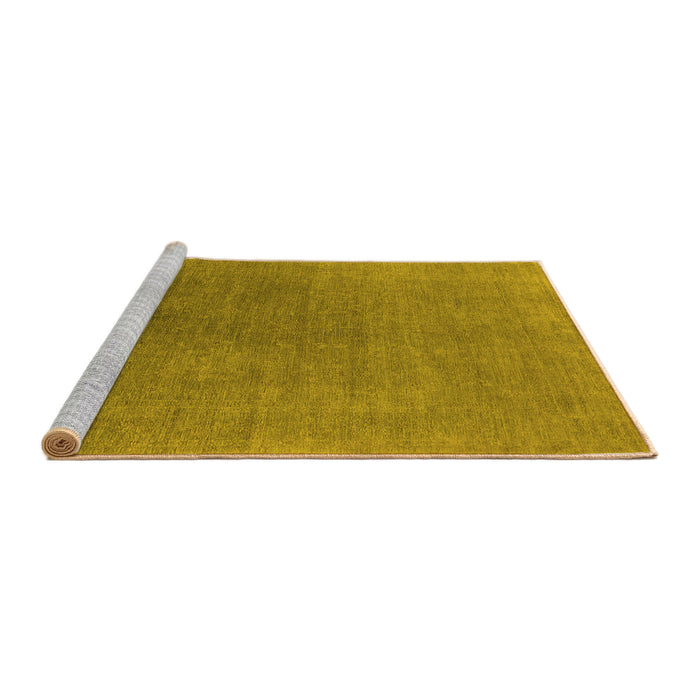 Sideview of Machine Washable Oriental Yellow Industrial Rug, wshurb2407yw
