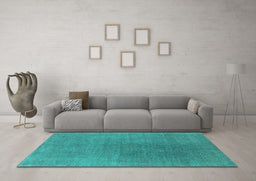 Machine Washable Oriental Turquoise Industrial Area Rugs in a Living Room,, wshurb2407turq