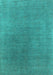 Machine Washable Oriental Turquoise Industrial Area Rugs, wshurb2407turq