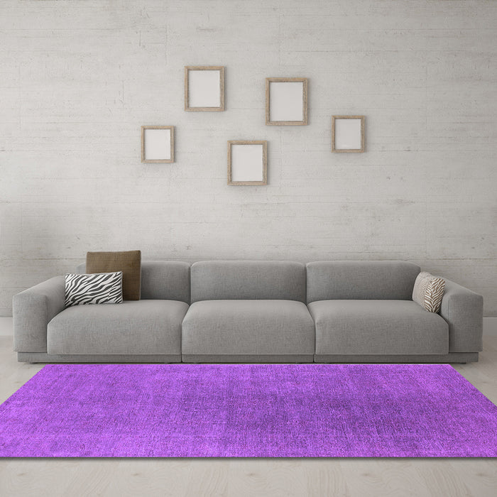Machine Washable Oriental Purple Industrial Area Rugs in a Living Room, wshurb2407pur