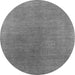 Round Machine Washable Oriental Gray Industrial Rug, wshurb2407gry