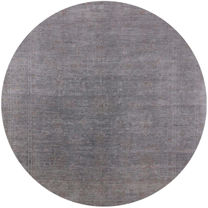 Round Machine Washable Industrial Modern Gray Rug, wshurb2407