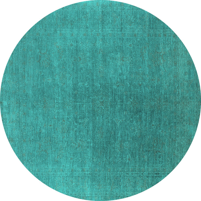 Round Oriental Turquoise Industrial Rug, urb2407turq