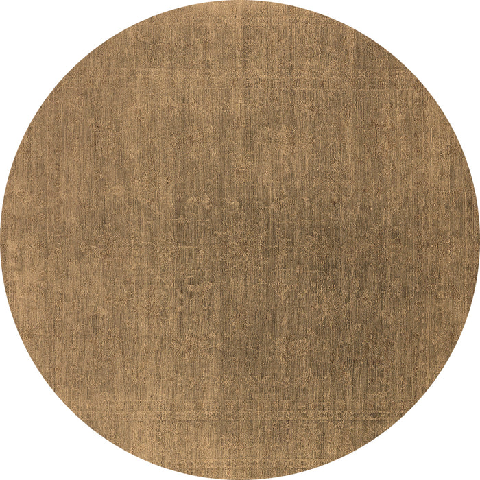 Round Machine Washable Oriental Brown Industrial Rug, wshurb2407brn