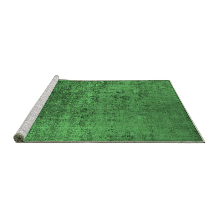 Sideview of Machine Washable Oriental Emerald Green Industrial Area Rugs, wshurb2408emgrn