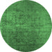 Round Oriental Emerald Green Industrial Rug, urb2408emgrn