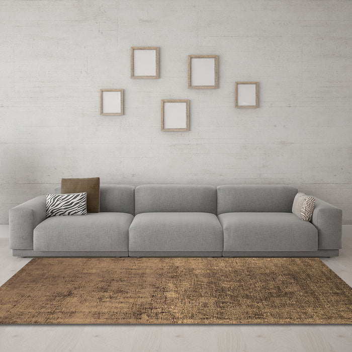 Machine Washable Oriental Brown Industrial Rug in a Living Room,, wshurb2408brn