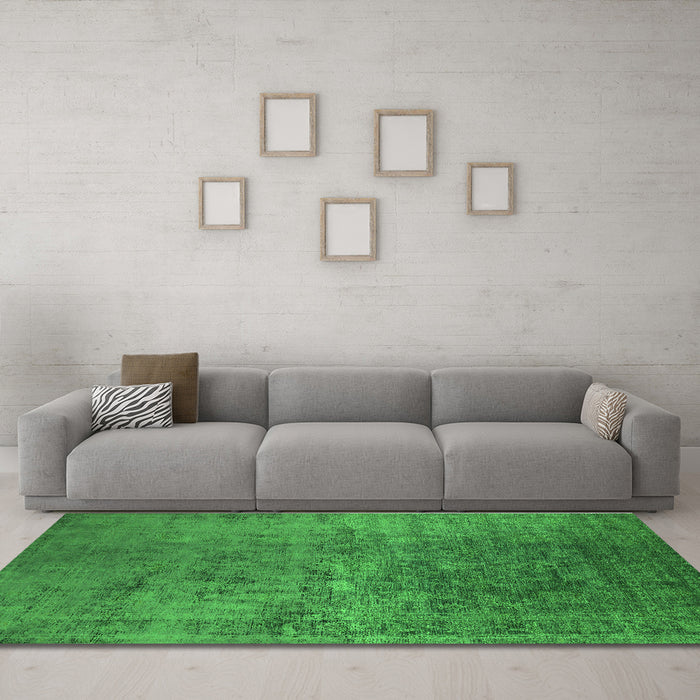 Machine Washable Oriental Green Industrial Area Rugs in a Living Room,, wshurb2408grn