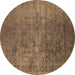 Round Oriental Brown Industrial Rug, urb2408brn