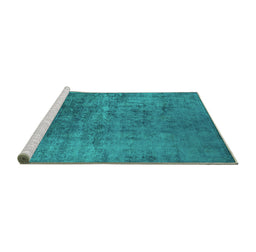 Sideview of Machine Washable Oriental Turquoise Industrial Area Rugs, wshurb2408turq