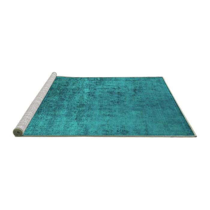 Sideview of Machine Washable Oriental Turquoise Industrial Area Rugs, wshurb2408turq